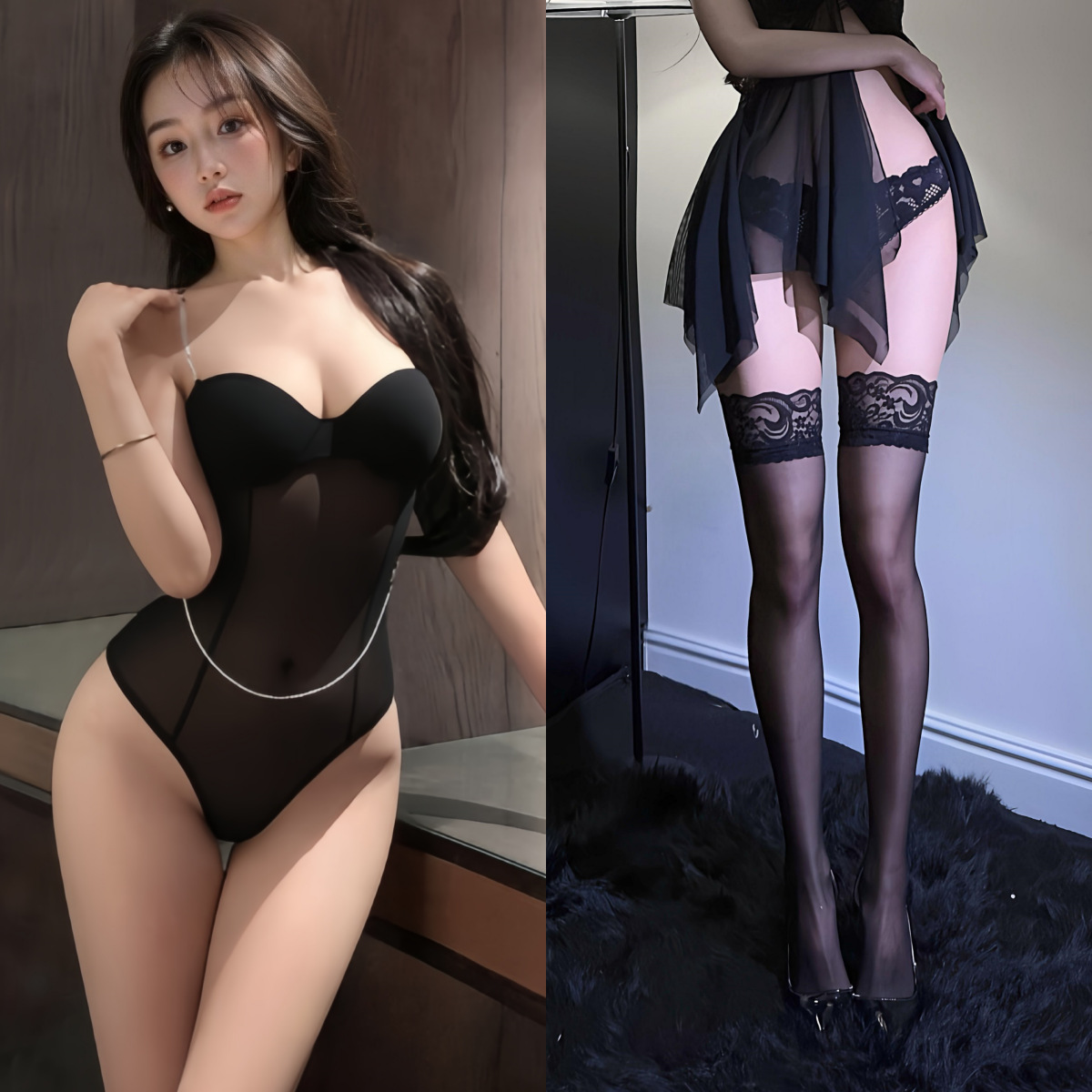블랙 + 블랙 스타킹