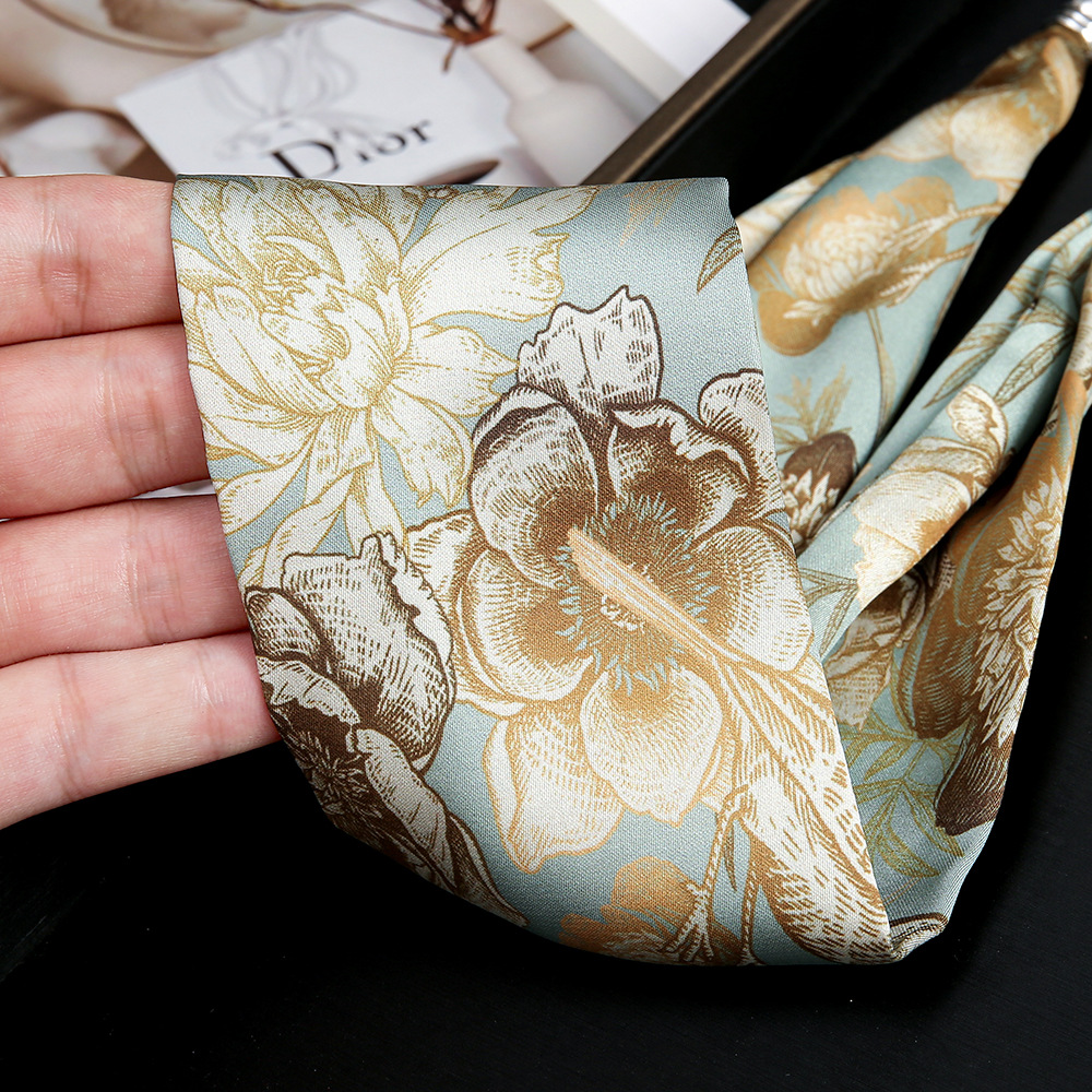 Pañuelo de seda con hebilla magnética de diamantes con incrustaciones de perlas collar mujer retro todo fósforo moda bufanda fina hebilla autocebante babero al por mayor