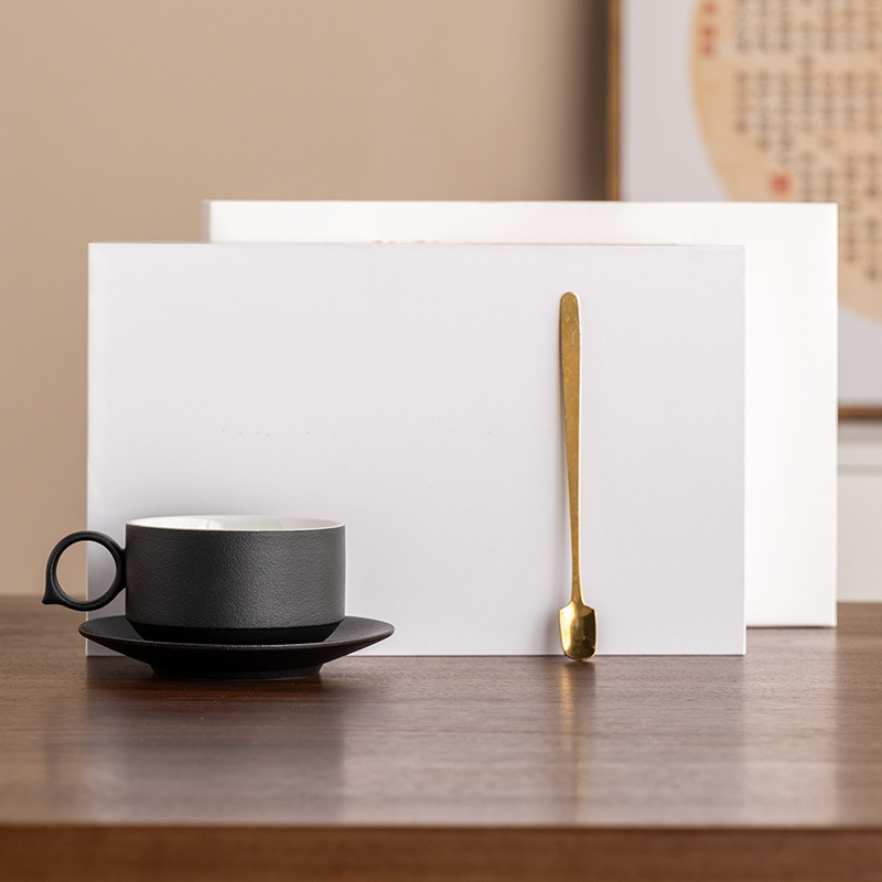 コーヒーカップギフトセットレトロカップラテカップ現代ミルクティーカップ軽贅沢陶磁器カップ皿ビジネスプレゼントクロスボーダー|undefined