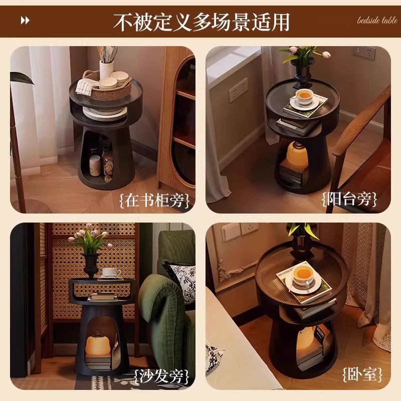 北欧レトロベッドサイドテーブル寝室シンプルベッドサイドテーブル小さなアパートソファサイドテーブル金属収納ラック猫小屋犬小屋