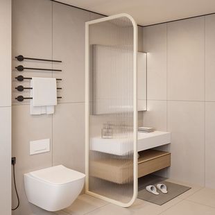 Customized Bathroom Entrance Partition Entrance Wall Cream New Ultra-White Glass Waterproof Screen Bathroom Horse Cross-Border