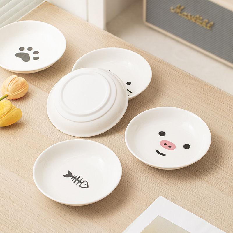 아마존 실리콘 미끄럼 방지 세라믹 고양이 접시 애완 동물 고양이 그릇 고양이 사료 간식 통조림 접시 새끼 고양이 먹이 그릇 애완 동물 용품