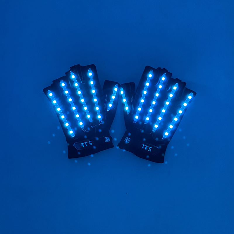 #547 5V多功能-led金刚狼手套（充电款）-七彩流水款