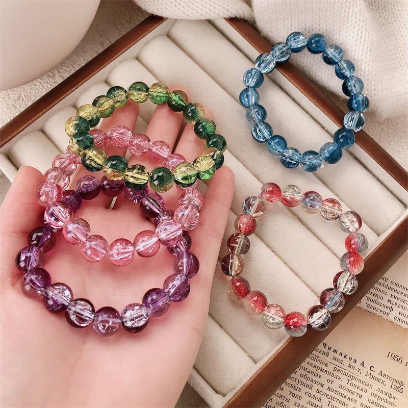 Pulsera de cuentas degradadas de hielo de estilo explosivo Mori alrededor de los dedos