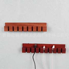 实木壁挂数据线整理架桌面USB线耳机线理线器固定电源线收纳器