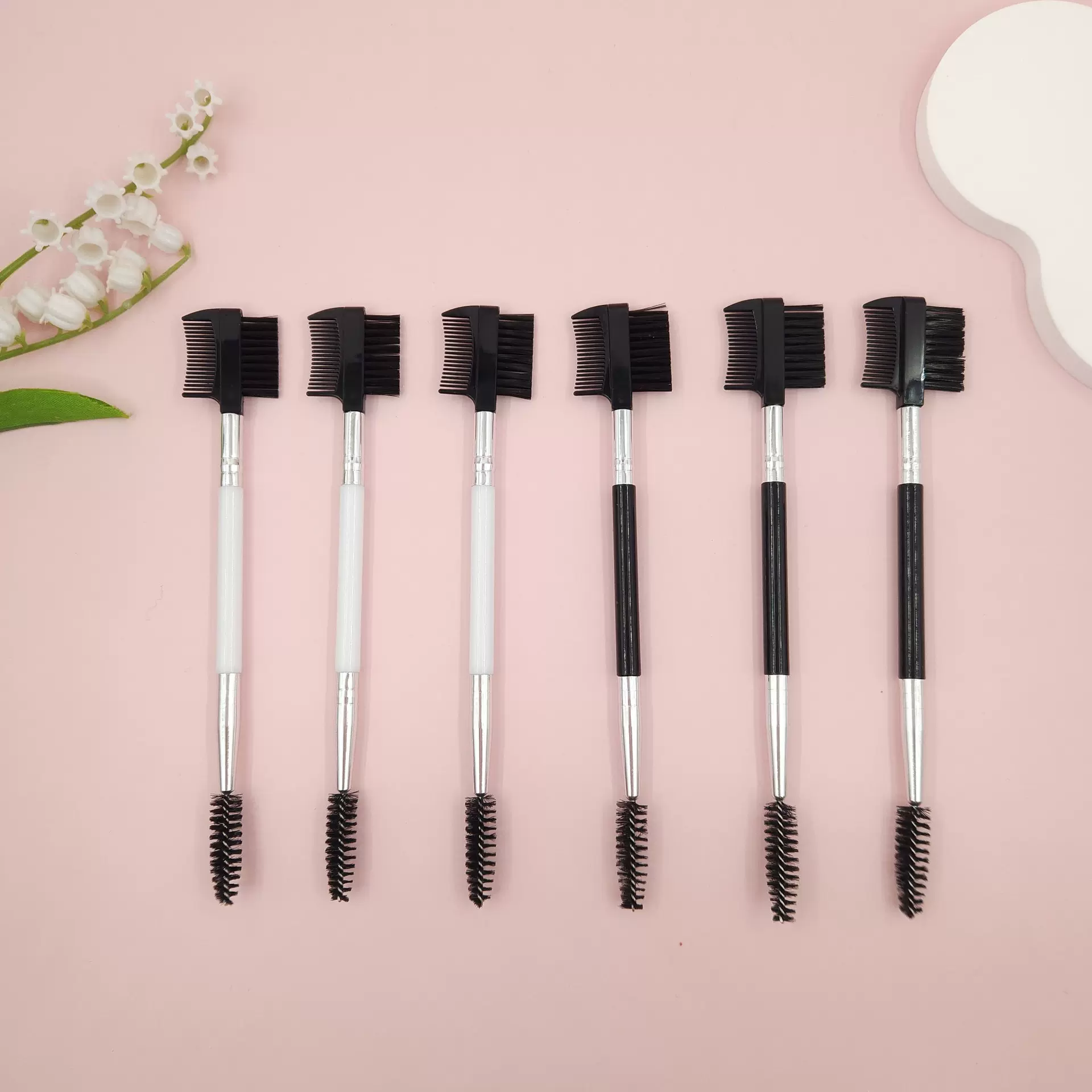 跨境批发眉毛刷眼部睫毛卷刷修眉梳刷梳子便携两用双头工具化妆刷