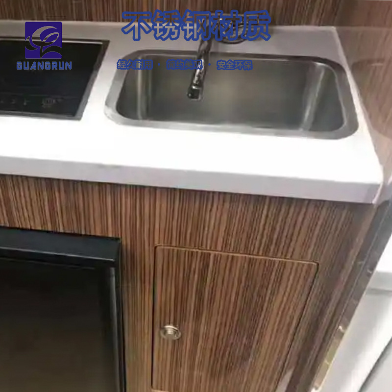 Mini fregadero cuadrado de cocina de acero inoxidable para yate GR-568