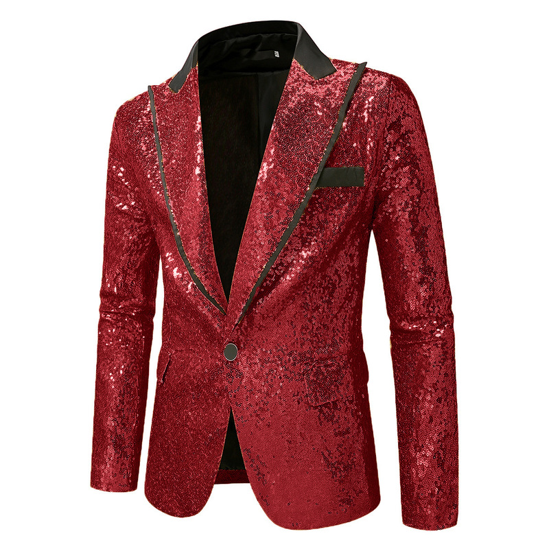 2026 Cross-Border European and American Men's Sequined Disco Suit Stage Host Blazer Banquet Performance Dress