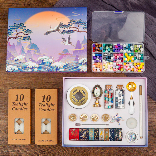 Crane ancient style fire paint seal set complete set of cheap novice seal wax particles furnace sealing firearm seal head tool