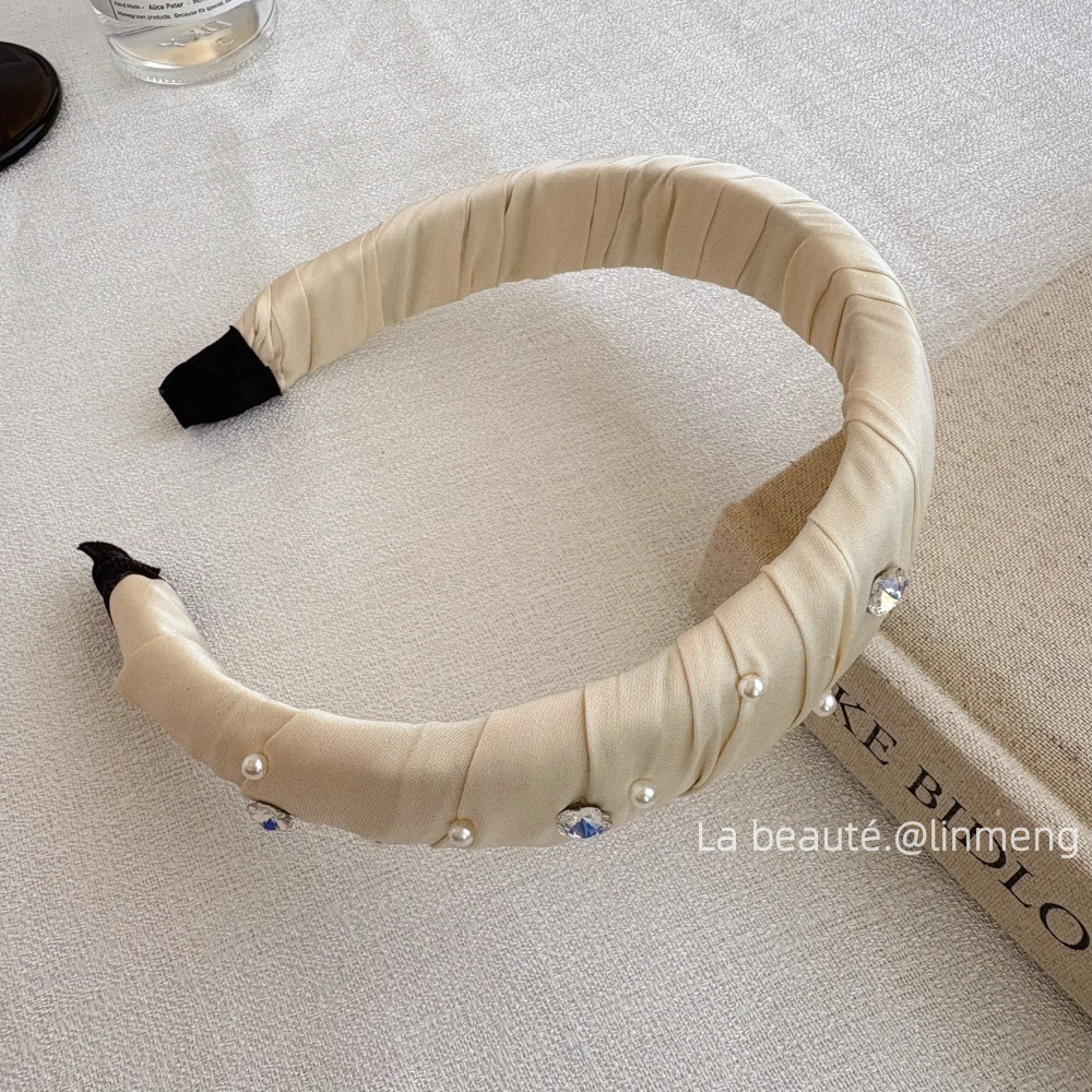 Diadema superior de cráneo alto Diadema de fragancia pequeña negra de alta calidad Diadema de estilo perla coreana arco simple cueva para el cabello accesorios para el cabello femenino