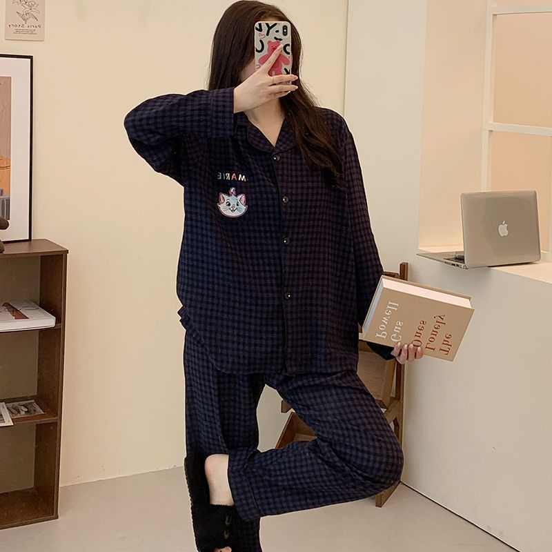 Pijamas al por mayor transfronterizos de otoño nubes de algodón pantalones de manga larga cardigans lindos dibujos animados se pueden usar con ropa de casa