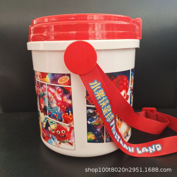 广东厂家直销 圆形塑料爆米花桶 礼品桶 可印LOGO 热转印桶