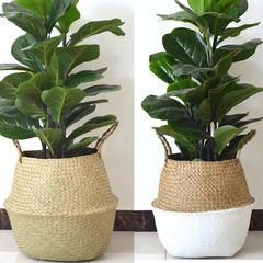 大腹かご草編み植木鉢レトロ海草編み花かご天国鳥琴葉亀背イケア折り畳み収納かご