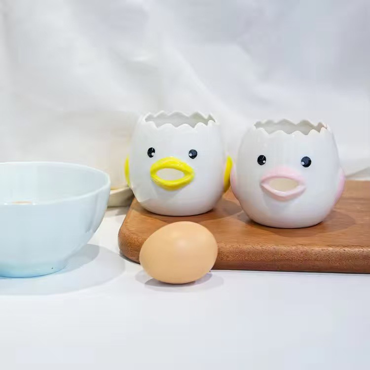 Gadget de cocina transfronteriza separador de clara de huevo lindo cerámica de huevo escupidor de yemas de huevo doméstico filtro de huevo de cocina