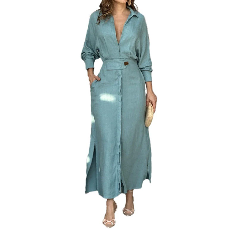 Трансграничная европейская и американская женская одежда 2025, новое элегантное весеннее платье с v-образным вырезом и длинными рукавами в стиле ретро в дворцовом стиле