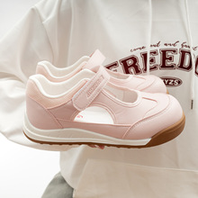 蓓尔软底小白鞋女2025夏款魔术贴透气浅口百搭玛丽珍运动休闲板鞋