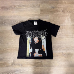 夏の欧米のクロスボーダーy2kプリントtシャツ半袖丸首上着個性暗黒レトロ漫画INSゆるいtシャツ