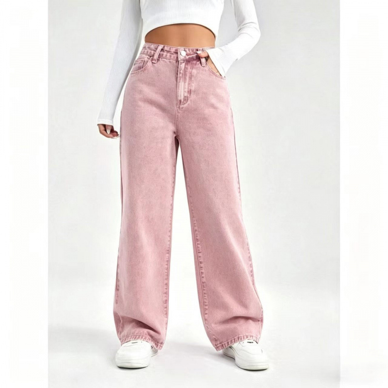 Foreign Trade European and American High-Waisted Straight-Leg Jeans for Women, Amazon Autumn and Winter Petite Loose-Fit Draped Solid Color Wide-Leg Pants Foreign Trade European and American High-Waisted Straight-Leg Jeans for Women, Amazon Autumn and Winter Petite Loose-Fit Draped Solid Color Wide-Leg Pants
