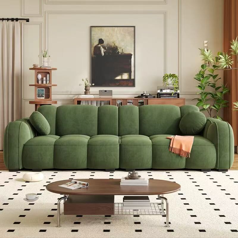 French-Style Retro Corduroy Living Room Straight-Line Piano-Key Sofa, Simple Small Apartment Biscuit Sofa, 2025 New Model French-Style Retro Corduroy Living Room Straight-Line Piano-Key Sofa, Simple Small Apartment Biscuit Sofa, 2025 New Model