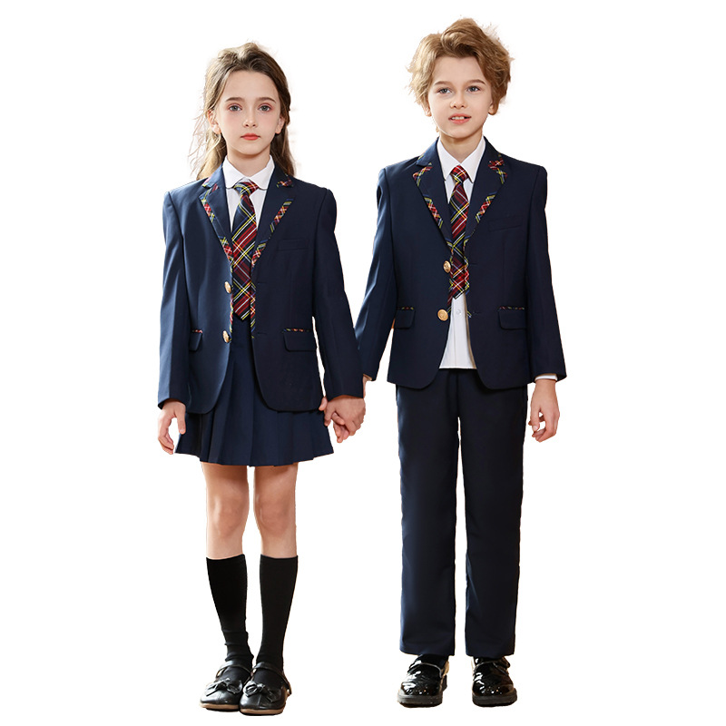 Uniforme escolar de estilo británico para estudiantes de primaria, uniforme jk para niños, traje para niñas, uniforme de clase para estudiantes de secundaria, vestido de primavera y otoño
