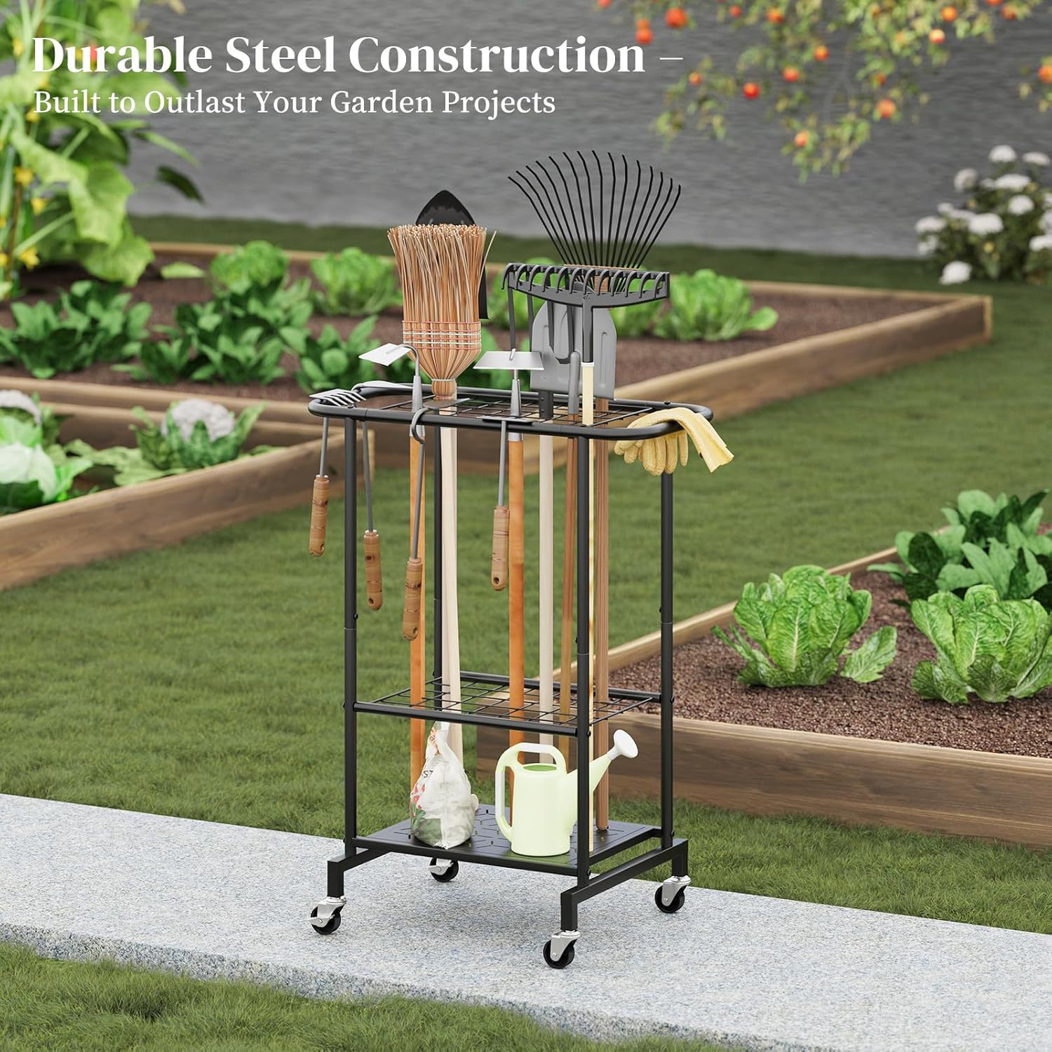 Garden Tool Rack Heavy Duty Steel Tool Organizer and Storage Holder…