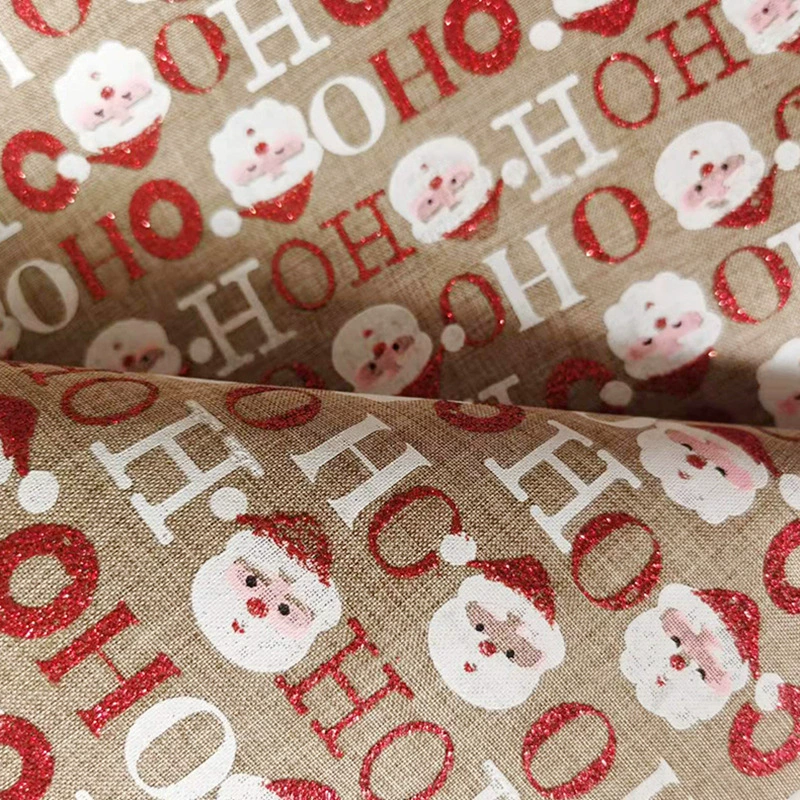 В наличии Поставка Новый стиль Имитация льняной печати Санта-Клаус ткань Рождественские декоративные ткани скатерть с рождественской лапшой