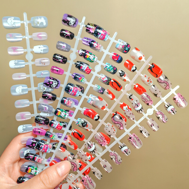 Manicure Short Trapezoidal Cartoon Cat Eye Wearable Nails Cute Hand-Painted Style Prefabricated Fake Nail Stickers Finished Nail Pieces Wholesale Manicure Short Trapezoidal Cartoon Cat Eye Wearable Nails Cute Hand-Painted Style Prefabricated Fake Nail Stickers Finished Nail Pieces Wholesale