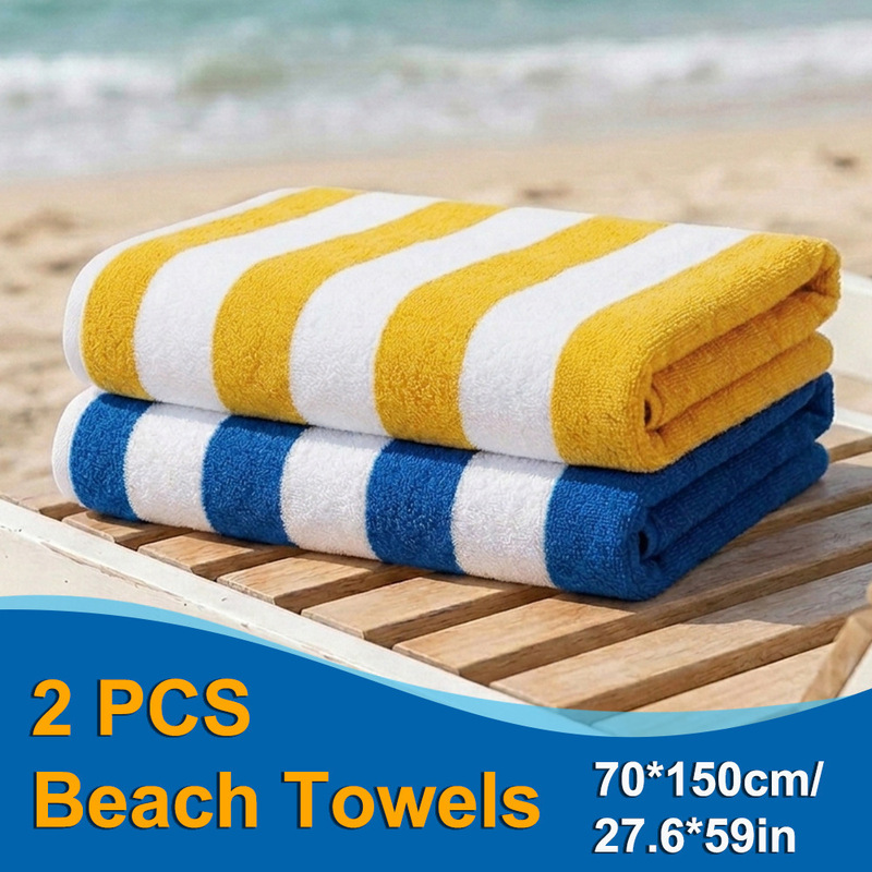 Cross-border multi-color striped pure cotton beach towel, available for dropshipping, hotel and pool bath towel, thick and absorbent, customizable, exclusively for foreign trade Cross-border multi-color striped pure cotton beach towel, available for dropshipping, hotel and pool bath towel, thick and absorbent, customizable, exclusively for foreign trade
