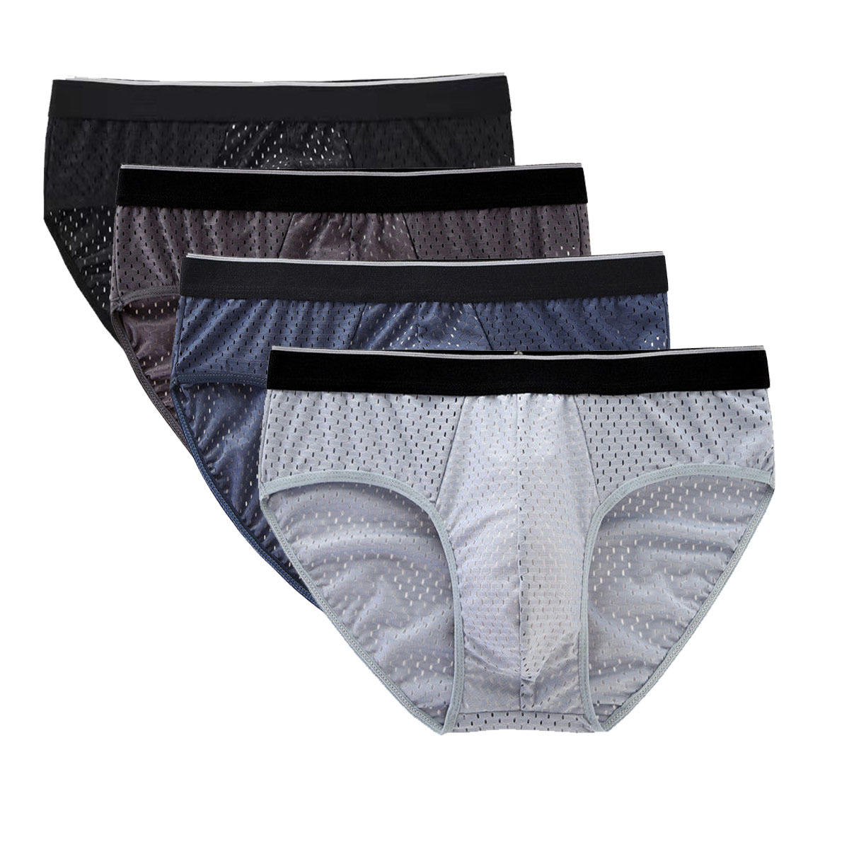 Summer Thin Mesh Ice Silk Breathable Men's Underwear Pure Cotton Inner Double Layer Enlarge Mesh Hollow Youth Underwear