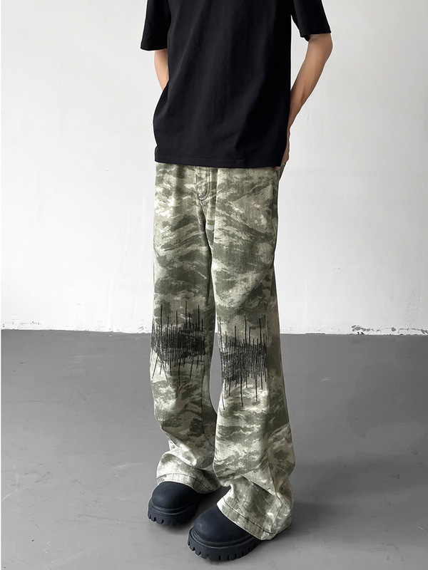 Vibe Camouflage Jeans Men's American Style Fashion Brand hiphop Duffian Handsome Straight Pants Casual All-match Mopping Pants