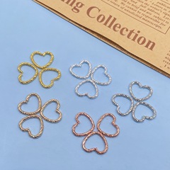 Electroplated heart-shaped stamped flower open ring, heart-shaped single ring, stamped flower jump ring clasp ring connection ring DIY handmade accessories