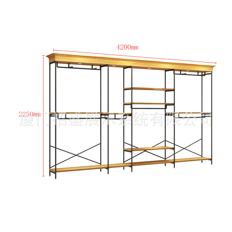 Tienda de ropa para hombres estante de exhibición percha pared montada en el piso Net tienda roja decoración colgante de pared estante para hombres