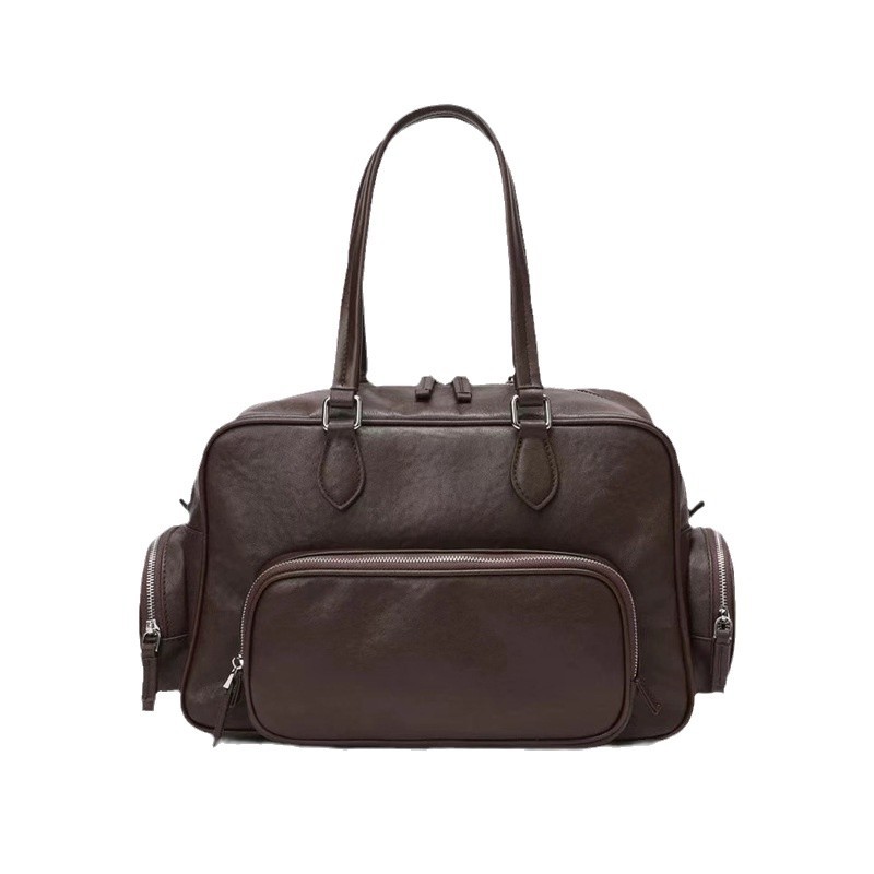 Boston 2024 new multi pocket niche leather motorcycle women's large capacity single shoulder armpit bag_voghion.com