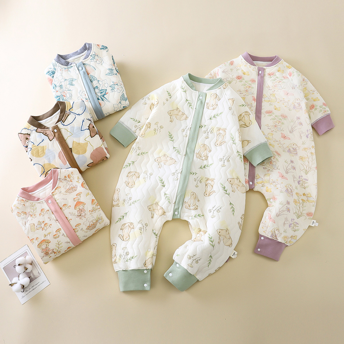 Infant and Toddler Sleeping Bag, Autumn and Winter Style, Quilted Split-Leg Sleeping Bag, Pure Cotton Class a Sleepwear, Children's Anti-Kick Quilt, Home Wear