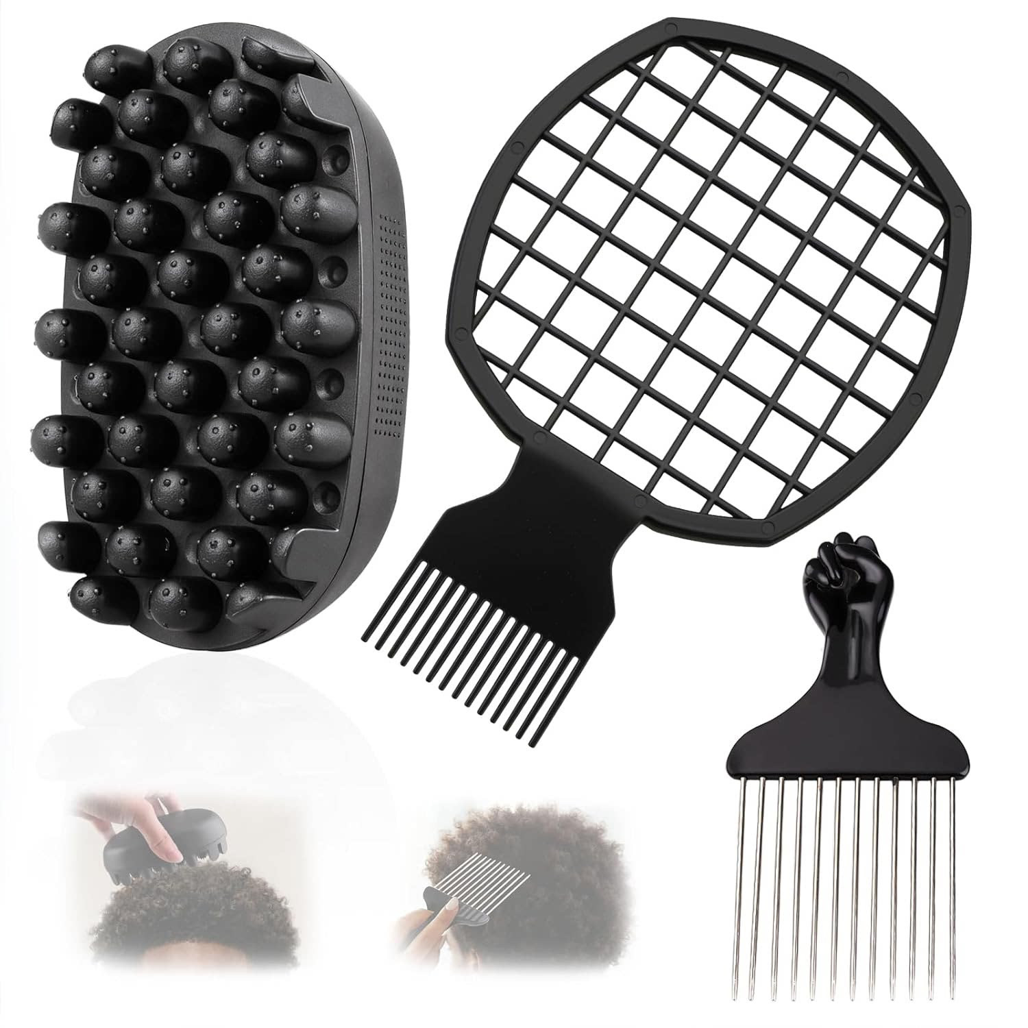 Black People's Special Hair Comb, Portable, Washable, Durable, Curly Hair Twist Comb, Rubber Plastic, Special Styling for Black People's Perm