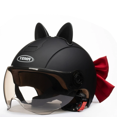 Helmet Helmet Half Helmet: Motosiklet dəbilqələri - one-size-fits-all-matte-black-ears-red-butterfly-w-comes-with-warm-ear-protection-removable