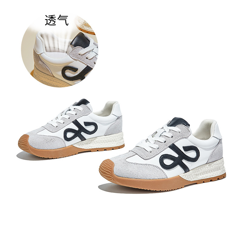 真皮德训鞋女鞋秋季新款厚底增高鞋百搭运动鞋休闲鞋潮酷小白鞋女|undefined