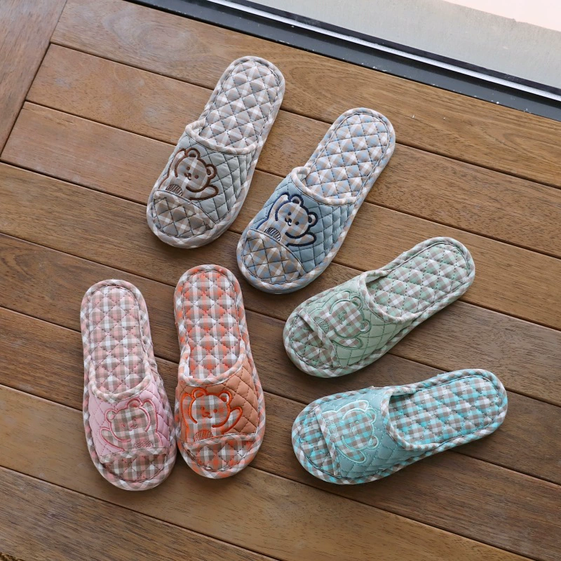 Трансграничные хлопчатобумажные домашние ткани пара тапочки женские весенние и осенние комнаты