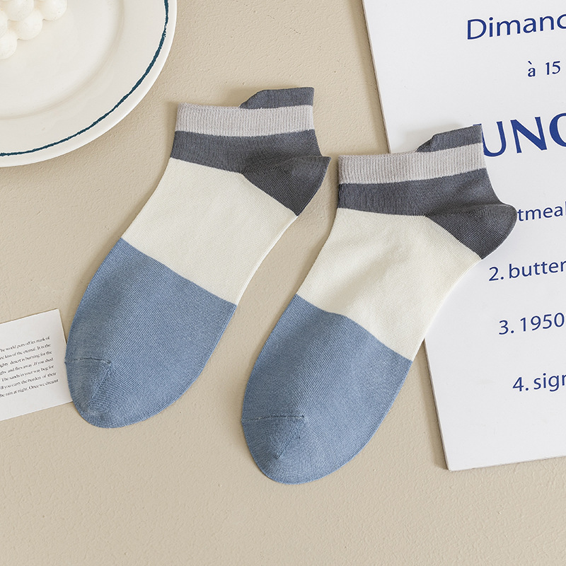 Calcetines de primavera y verano calcetines de algodón de los hombres bajo-top corto rayas transpirable deportes barco Calcetines Zhuji calcetines de hombre al por mayor