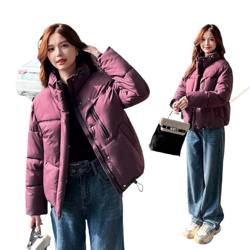 Comercio exterior ropa de algodón para mujeres de cuello corto chaqueta de algodón casual holgada coreana hombre pequeño invierno 2025 nuevo image 5