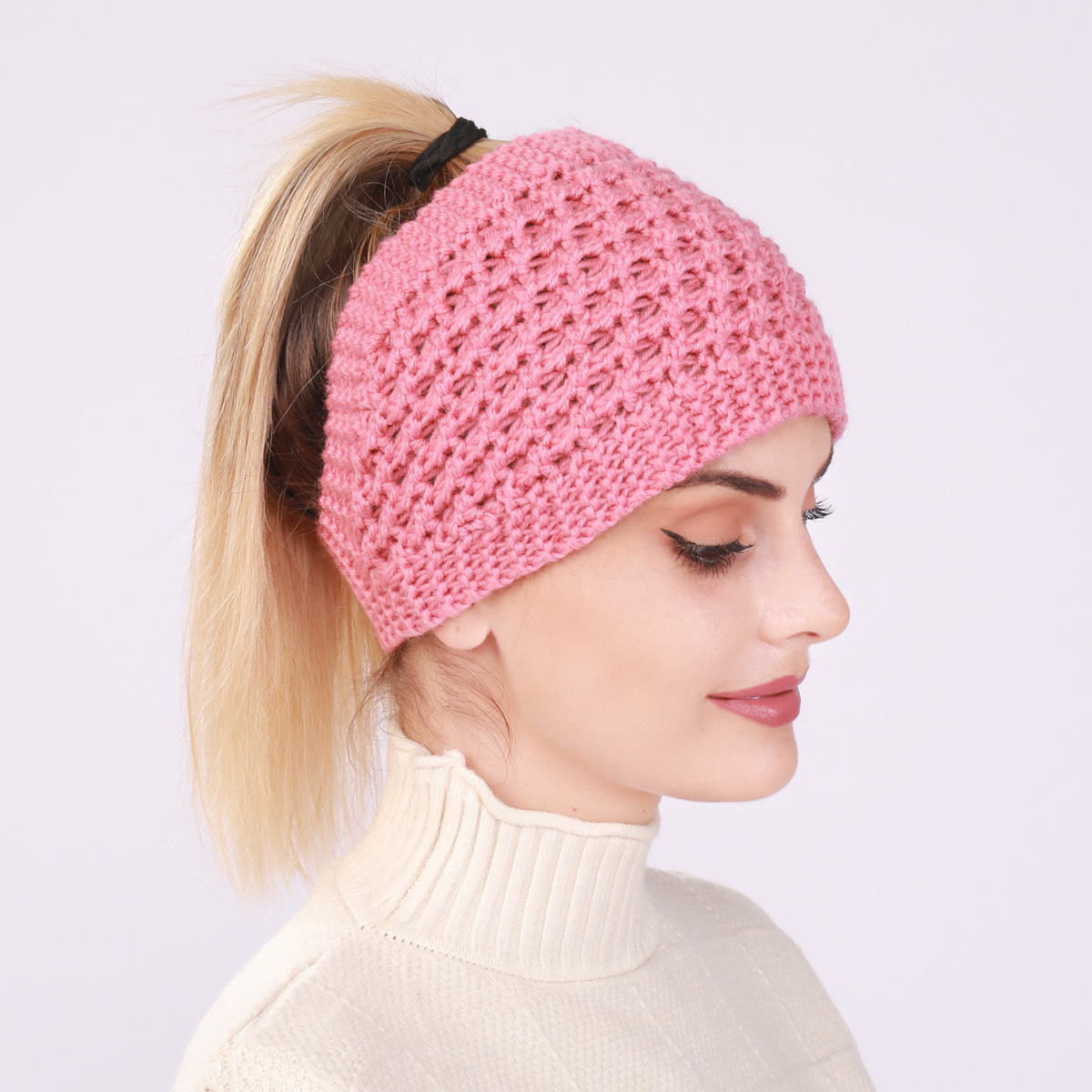 Diadema tejida para mujer protección de oídos cálida invierno_voghion.com