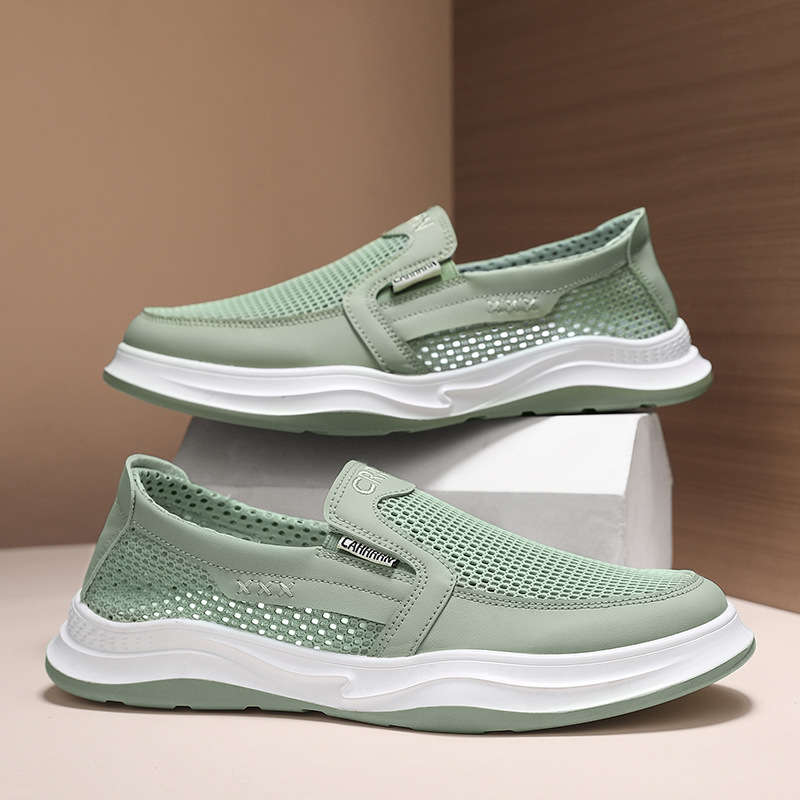 Zapatos de malla ventilados de verano para hombres zapatos de malla casuales de un pie para hombres zapatos de tela de malla