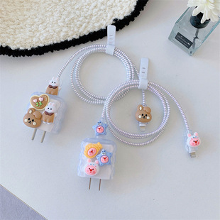 Cute cartoon beaver rabbit charging head protective cover suitable for Apple fast charging head 18/20W European standard American Standard Korean