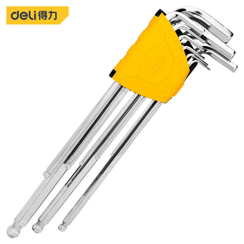 得力 特长球头内六角9件套 加长型球头菱角型万能型DL3090