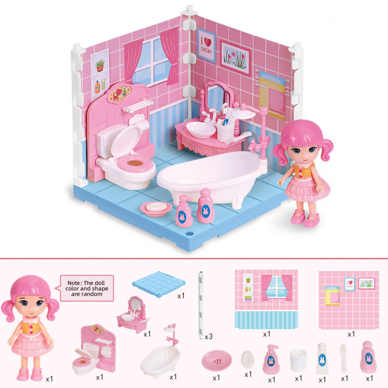 ミニシミュレーションキッチン書斎寝室バスルーム家具女の子子供ままごとおもちゃセット卸売ドールハウス|undefined
