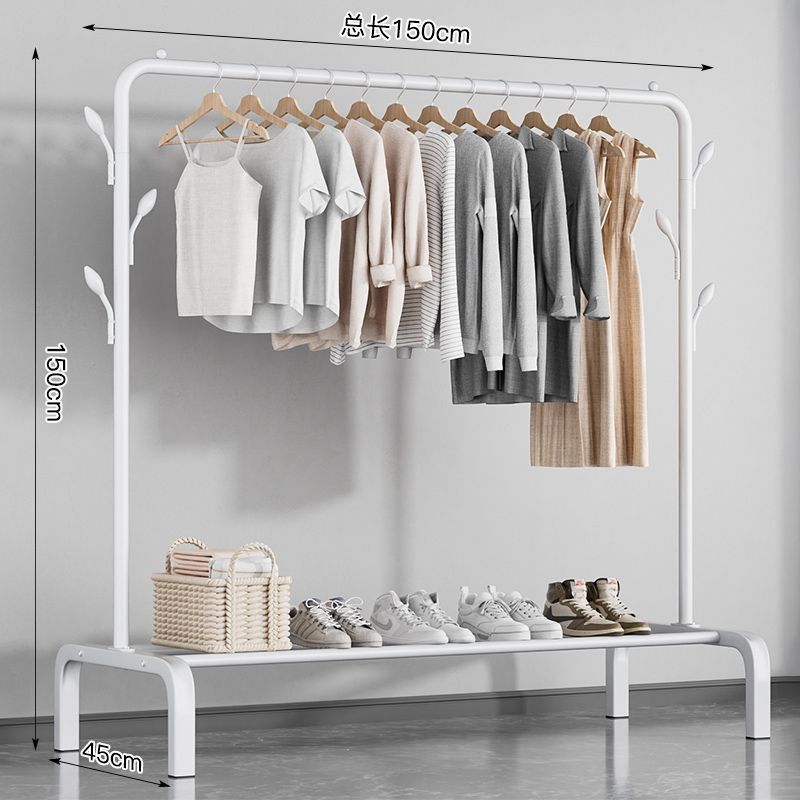 Percha de secado de ropa de piso dormitorio doméstico colgar ropa plegable de una sola varilla simple dormitorio interior móvil percha de sombrero