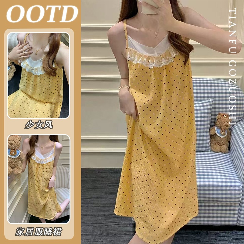2026 Pure Desire Girl Nightgown Summer Women's Pajamas New Style Short Sleeve Home Clothes for Outerwear 2026 Pure Desire Girl Nightgown Summer Women's Pajamas New Style Short Sleeve Home Clothes for Outerwear