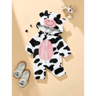 E 60562 Baby cow print romper �냺��ţ�y���¿羳���uͨ��
