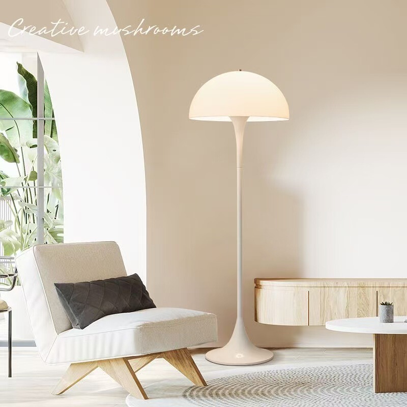 French-Style Cream-Colored Decorative Mushroom Floor Lamp for Bedside, Children's Sofa, or Standing Decoration, Small Night Light