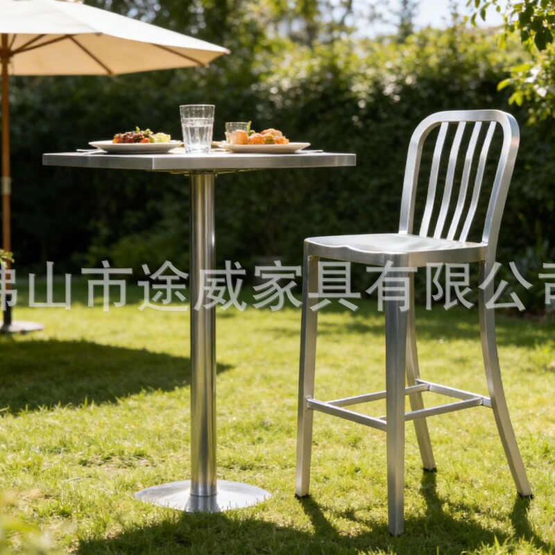Customized Outdoor Metal Tables and Chairs, Balcony Waterproof and Rust-Proof Bar Chairs, Cafe Patio Navy Chairs, High Stools for Home Use Customized Outdoor Metal Tables and Chairs, Balcony Waterproof and Rust-Proof Bar Chairs, Cafe Patio Navy Chairs, High Stools for Home Use